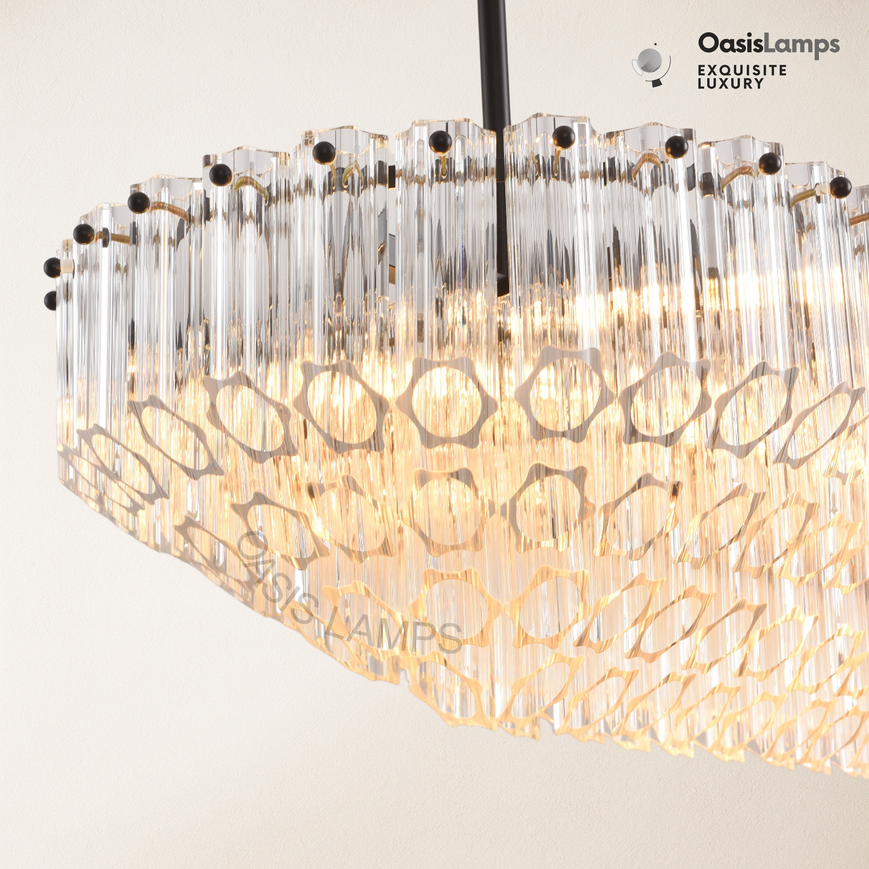 Ethereal Radiance Clear/Amber Rectangular Crystal Chandelier 43"L#glass color_clear,size_43in