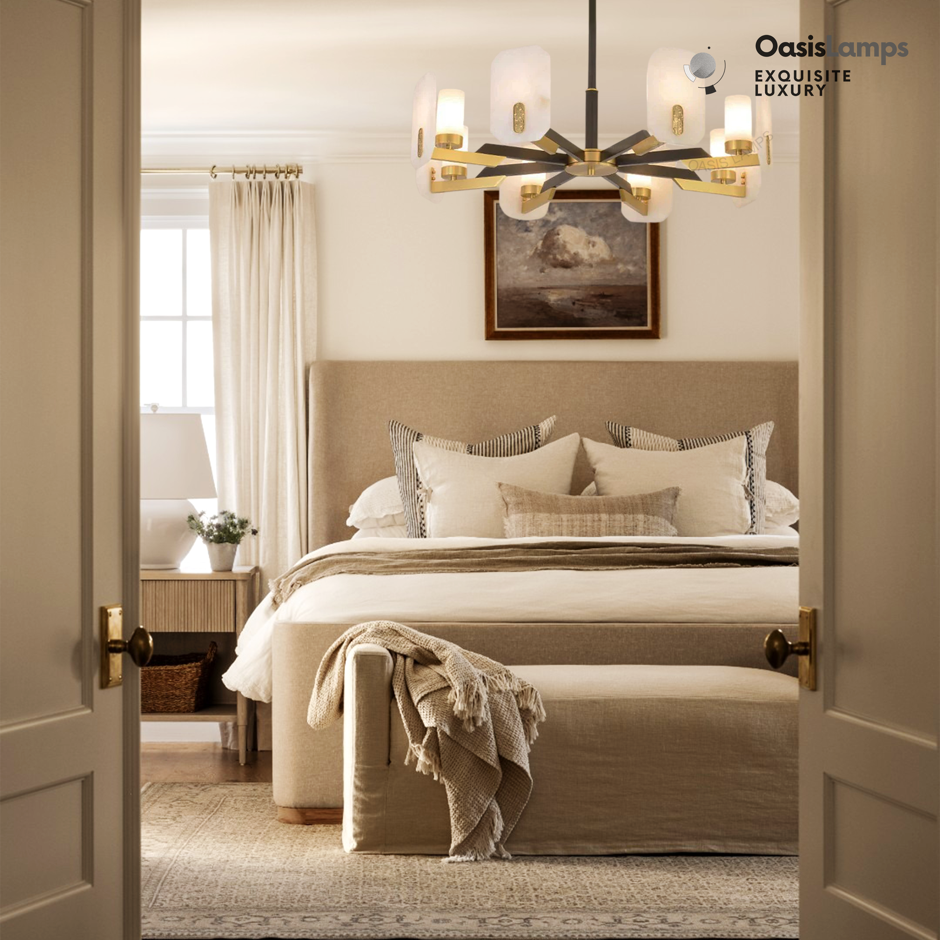 Janina Alabaster Flake Round chandelier#Size_8-Lights 31"D