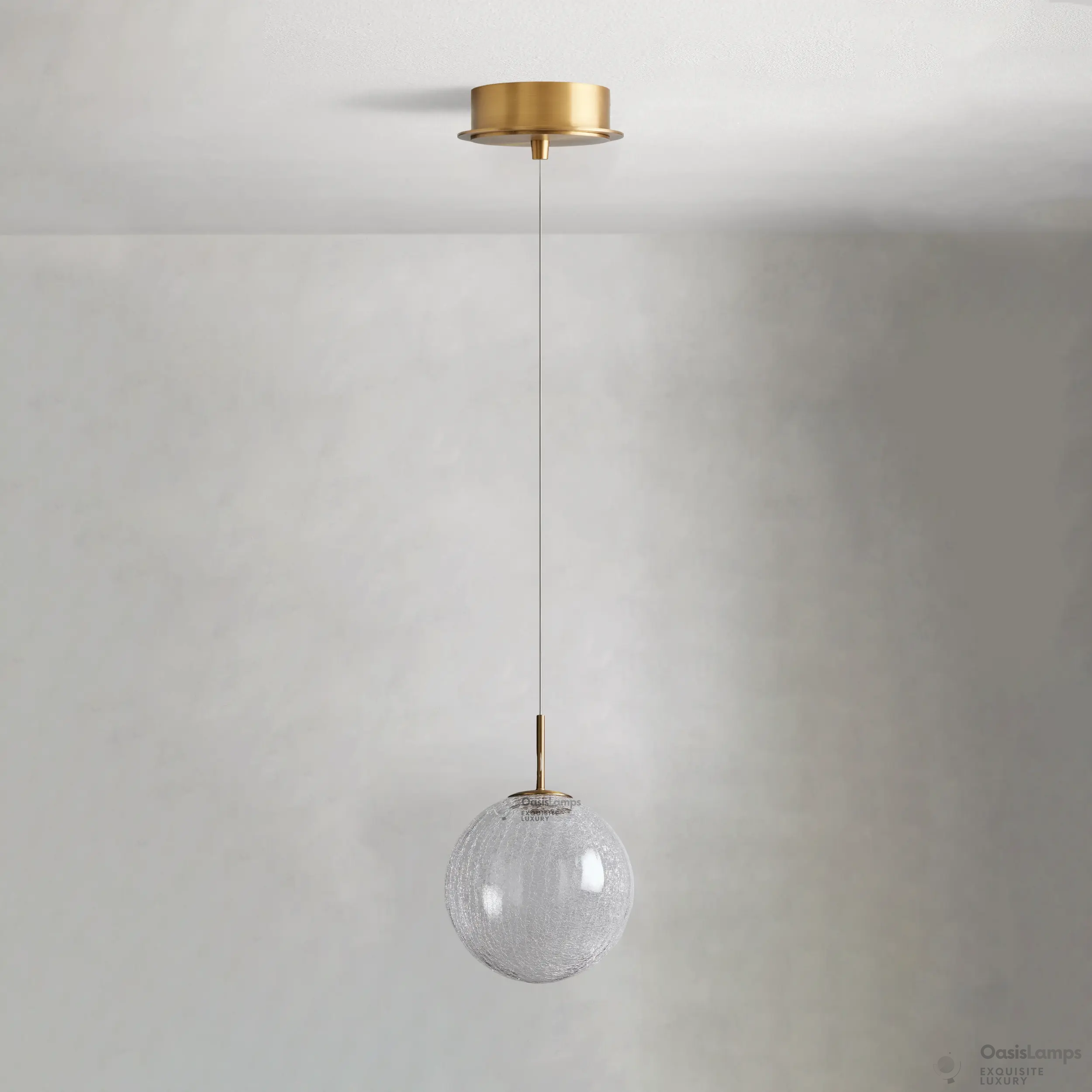 Casen Ablown Crackle Glass Globe Pendant 10''D