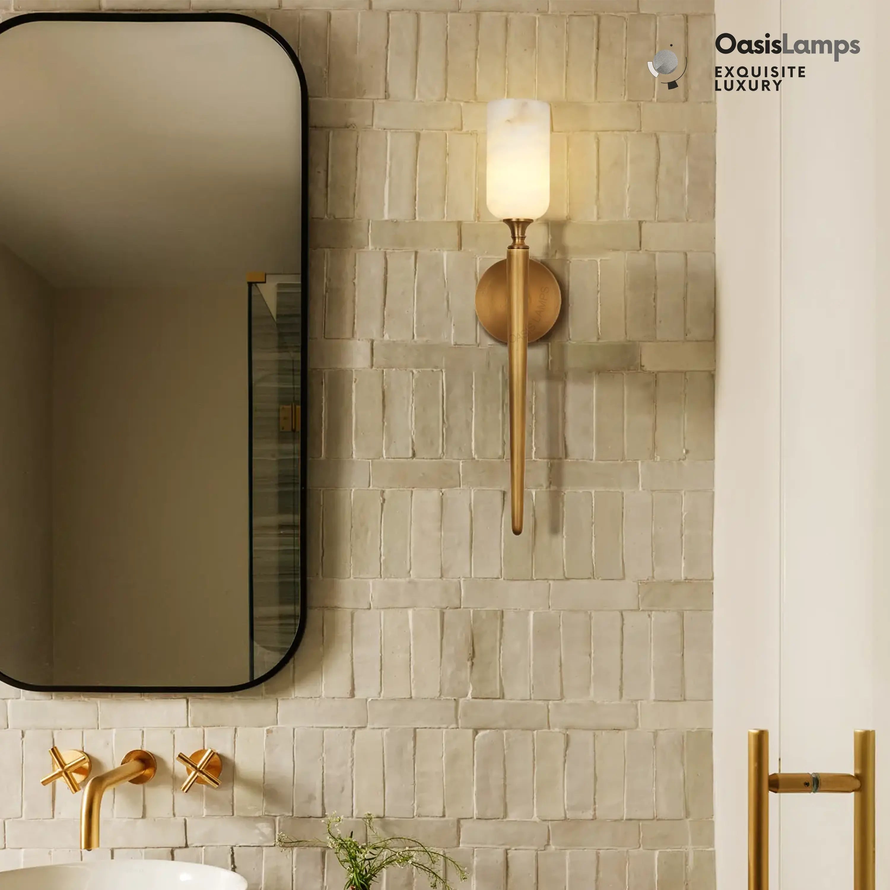 Axis Alabaster 1 Light Wall Sconce 21.6"H#color_brass