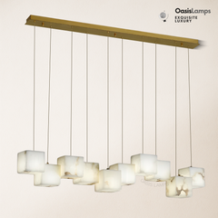 Dave Simple Alabaster Box chandelier#color_White,size_10 heads Size: L 47.2″(120cm) × W 4.7″(12cm) × W 78.7″(200cm)