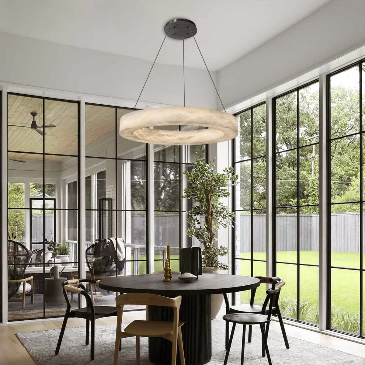 Theseus Alabaster Round Chandelier 19'' 27'' 36'' 60''D