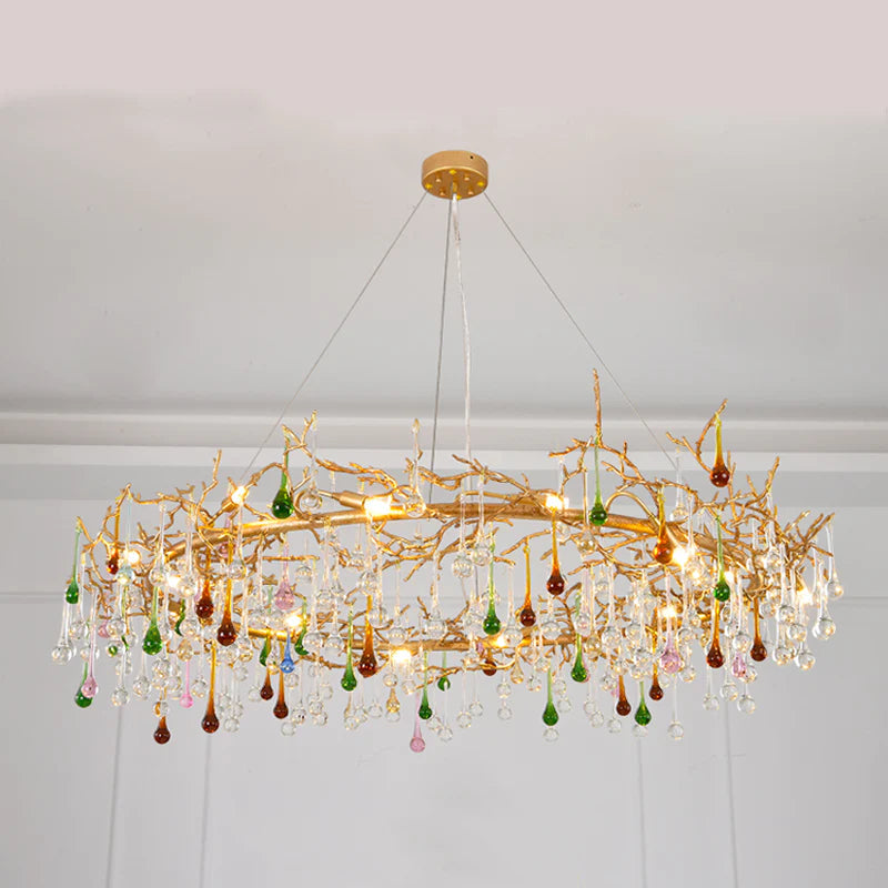 Colorful Crystal Raindrop Branch Chandelier