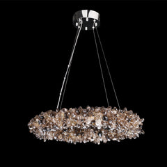 Modern Multiple Size Modern Smoky Rock Crystal Halo LED Chandelier Pendant Light