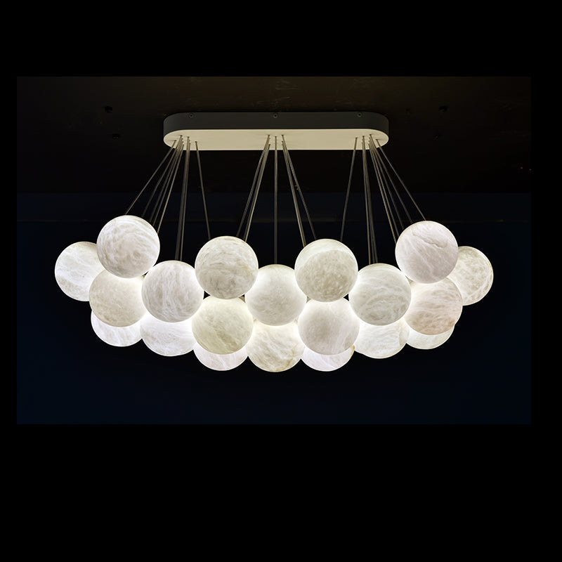 Opulent 27-Alabaster Ball Chandelier for Timeless Luxury