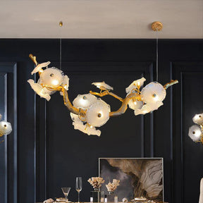 Krisanna Leaf Glass Flower Linear Chandelier