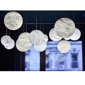 Opulent Alabaster Sphere Staircase Chandelier, Multi Pendant Light