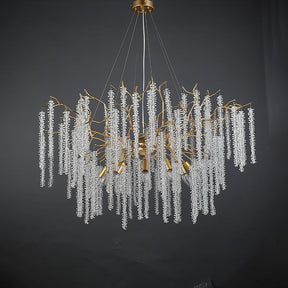 Crystal Chandeliers Luxury Kitchen Island, 39.4" D Round Gold Tree Branch Chandelier