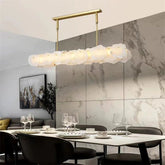 Glow Alabaster Oval Chandelier with Rod, Dining Room Chandelier