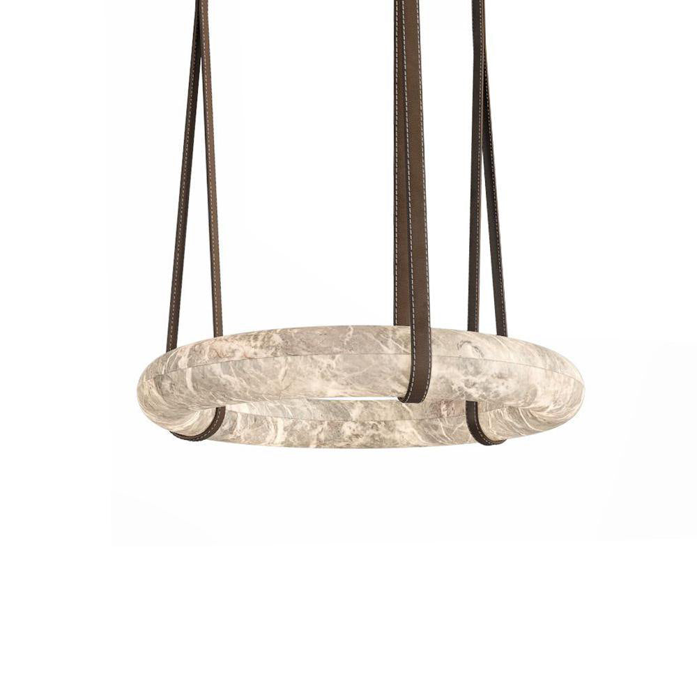 Ethereal Alabaster Halo Pendant Chandelier, Chandelier with Leather Hook