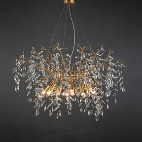 Crystal Raindrop Chandelier Large Hanging Ceiling Light Fixture 39.5" D