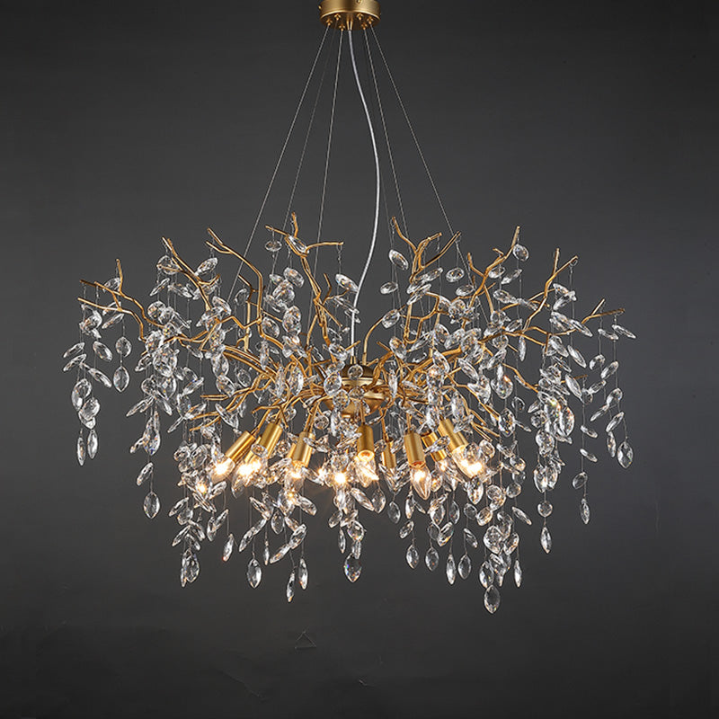 Crystal Raindrop Chandelier Large Hanging Ceiling Light Fixture 39.5" D