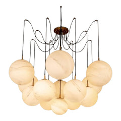 Opulent Alabaster Ball Chandelier, Luxurious Alabaster Chandelier