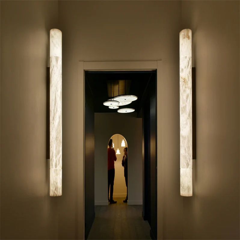 Ethereal Alabaster Grand Linear Hallway Sconce For Living Room