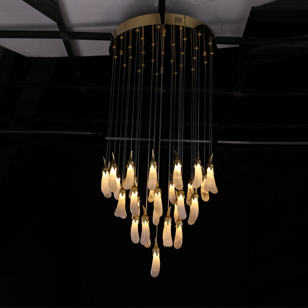 Modern 22X47 Inch 32 Rock Crystal Long-eggplants Pendant Modern LED Chandelier