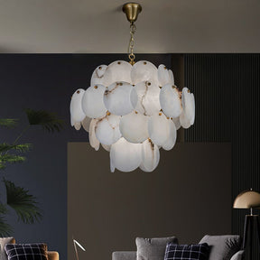 Glow Modern Round Alabaster Chandelier Light, Luxurious Round Chandelier