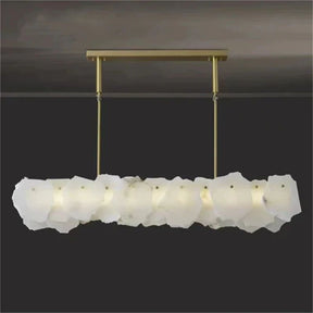 Glow Alabaster Oval Chandelier with Rod, Dining Room Chandelier