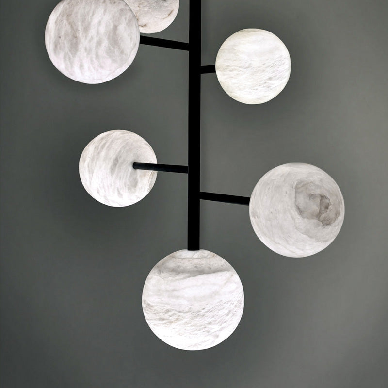 Opulent Sphere Delight - Modern Artistic Alabaster Chandelier Light