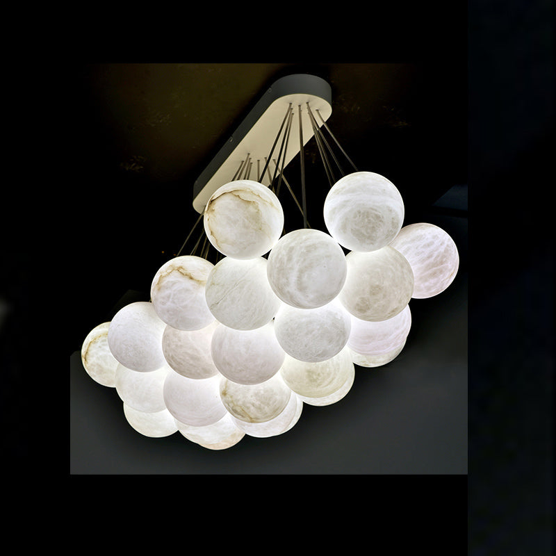 Opulent 27-Alabaster Ball Chandelier for Timeless Luxury