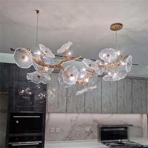 Krisanna Leaf Glass Flower Linear Chandelier