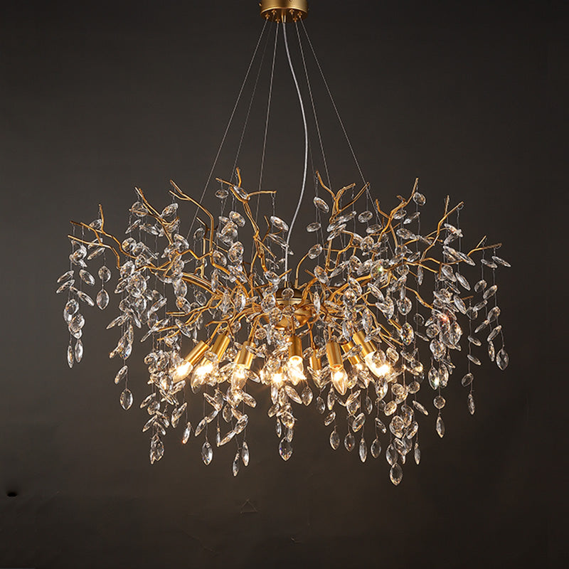 Crystal Raindrop Chandelier Large Hanging Ceiling Light Fixture 39.5" D