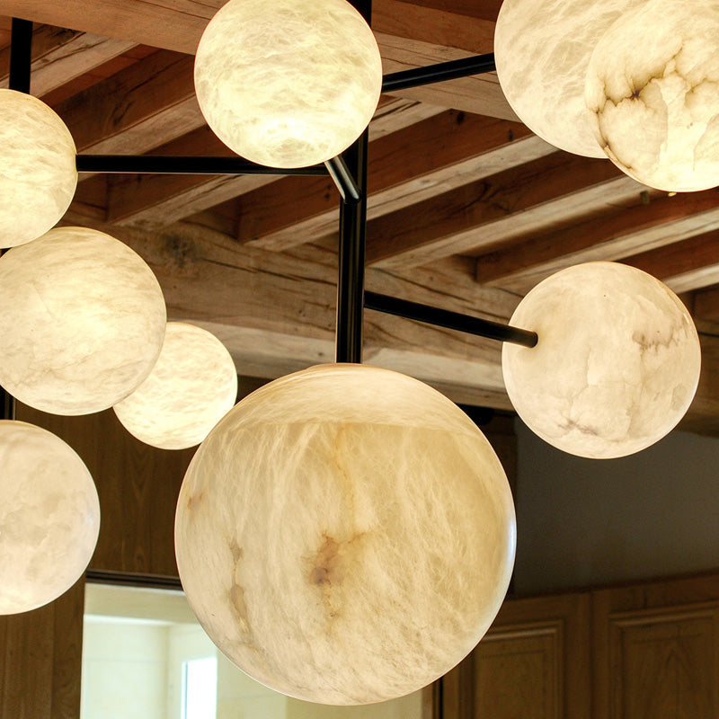 Opulent Sphere Delight - Modern Artistic Alabaster Chandelier Light