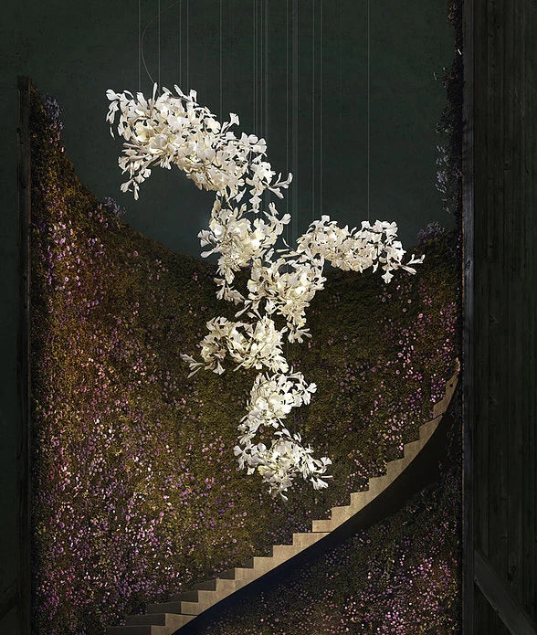 Ceramic Ginkgo Luxury Bloomwave Length Chandelier L59" L108" L118" L130"