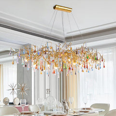 American Modern Linear Colorful Crystal Branch Chandelier