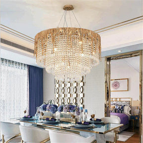 Round Crystal Cascade Chandelier