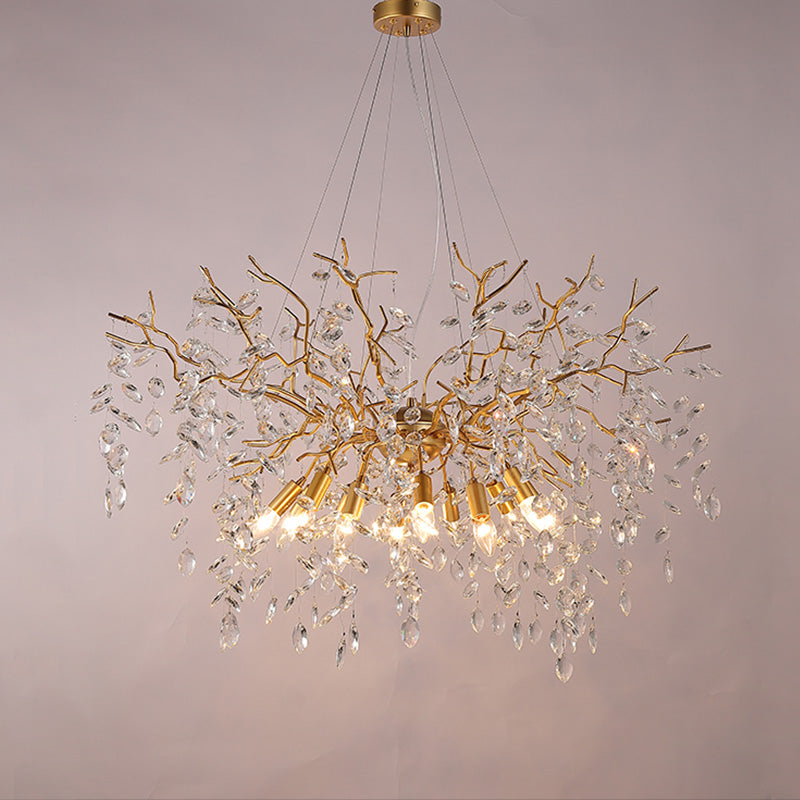 Crystal Raindrop Chandelier Large Hanging Ceiling Light Fixture 39.5" D