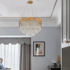 Round Crystal Cascade Chandelier