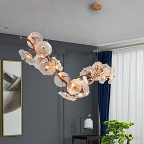 Krisanna Leaf Glass Flower Linear Chandelier