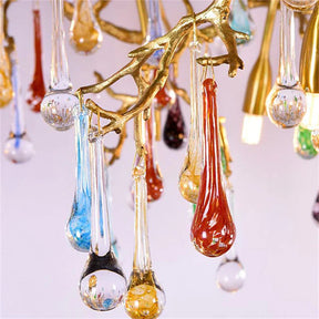 Linear Colorful Crystal Branch Chandelier