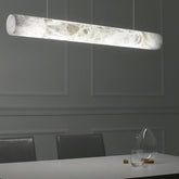 Ethereal Alabaster Linear Chandelier Cylinder Light For Dining Room