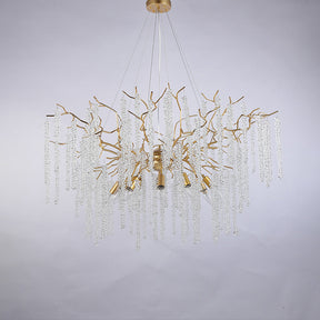 Crystal Chandeliers Luxury Kitchen Island, 39.4" D Round Gold Tree Branch Chandelier