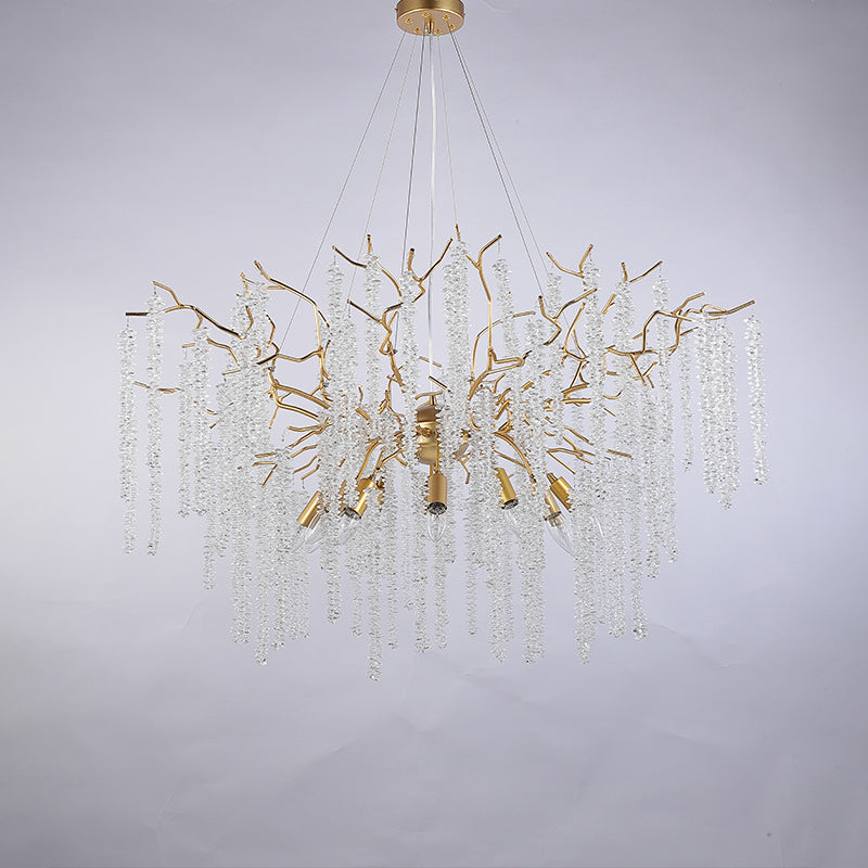 Crystal Chandeliers Luxury Kitchen Island, 39.4" D Round Gold Tree Branch Chandelier