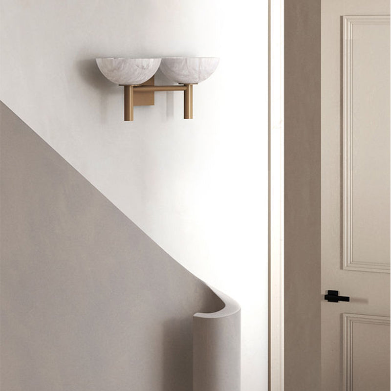 Melange 2 Lights Alabaster Wall Sconce, Indoor Hallway Wall Lamp