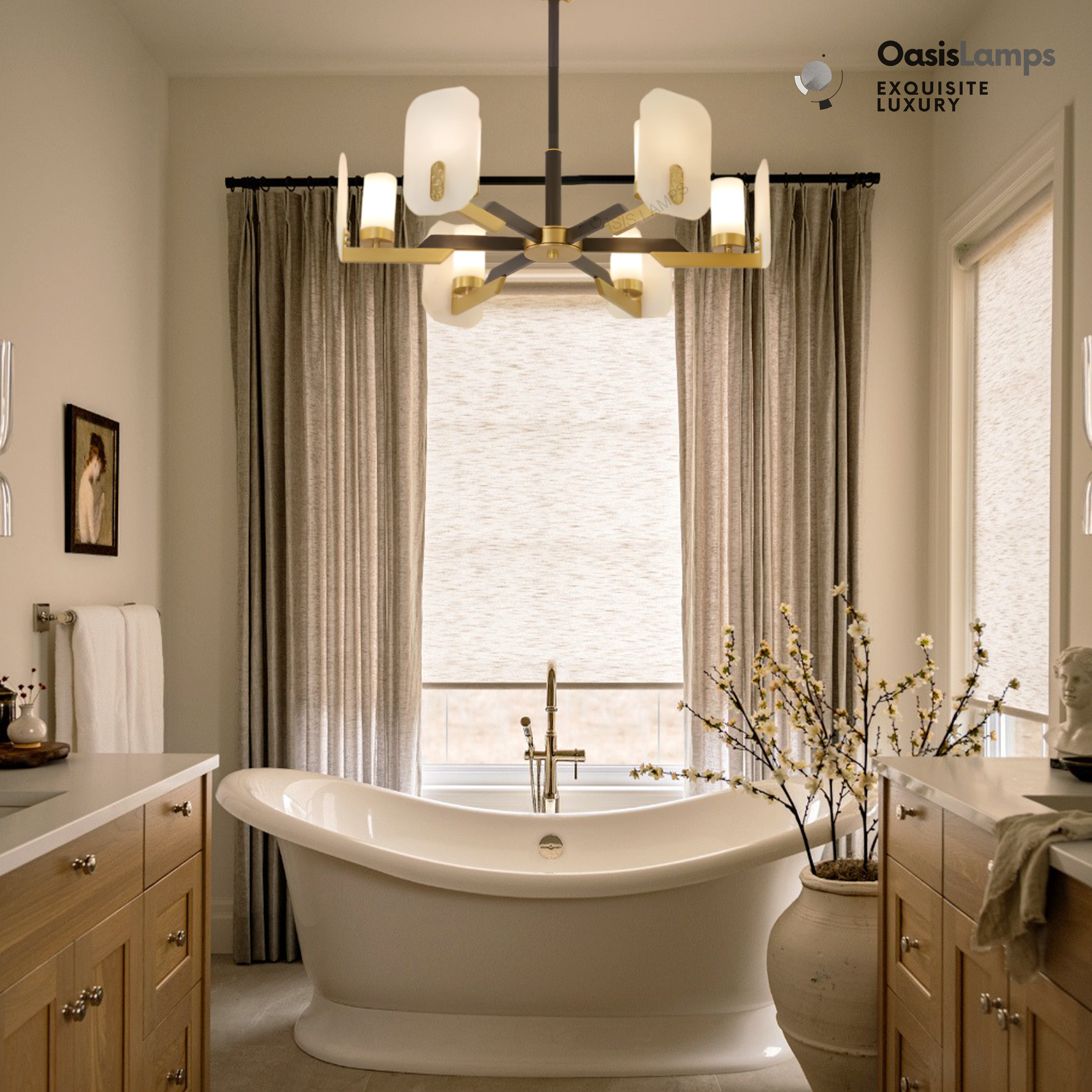 Janina Alabaster Flake Round chandelier#Size_6-Lights 27"D