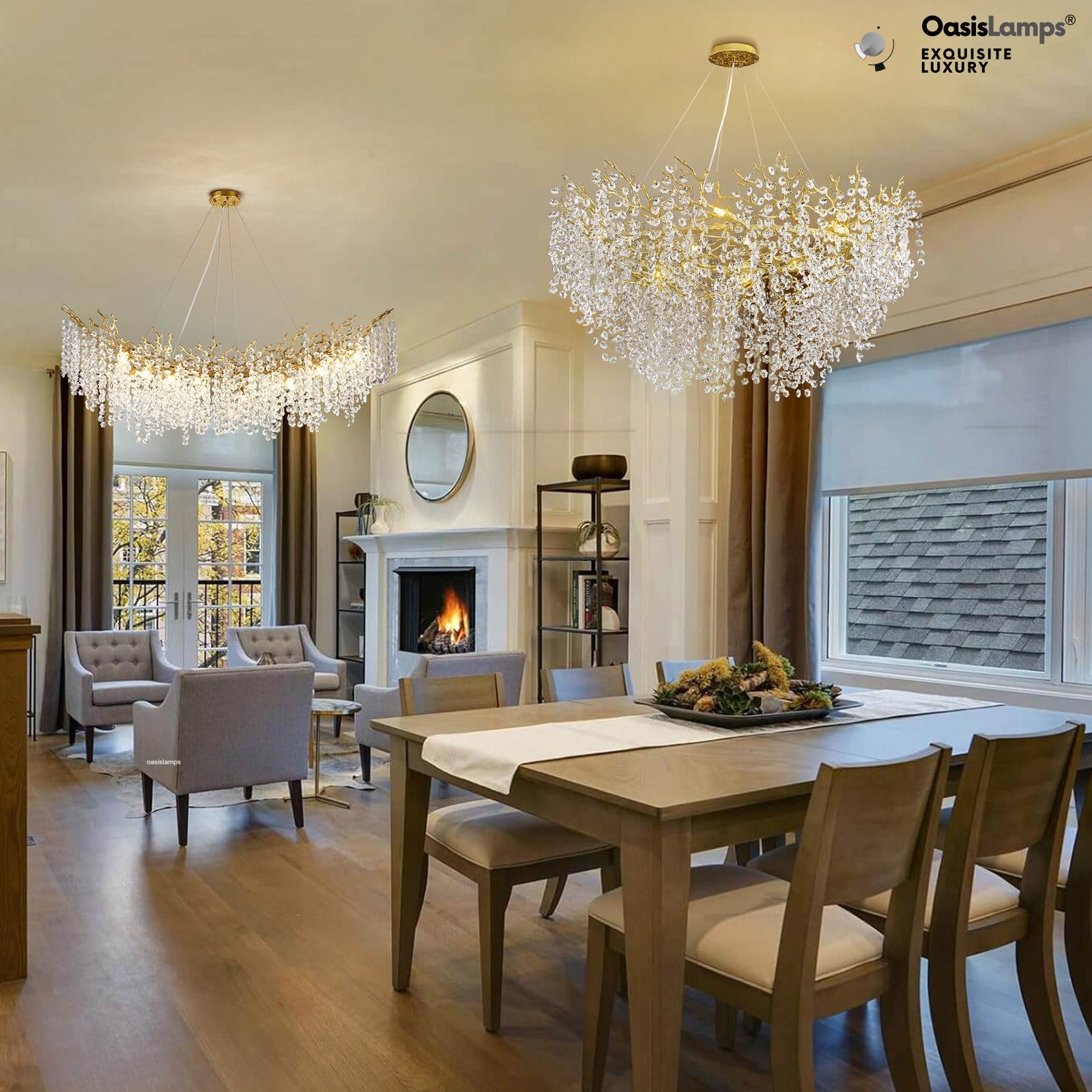 Lustre Branches Halo Chandelier 48"#Color_ Gold