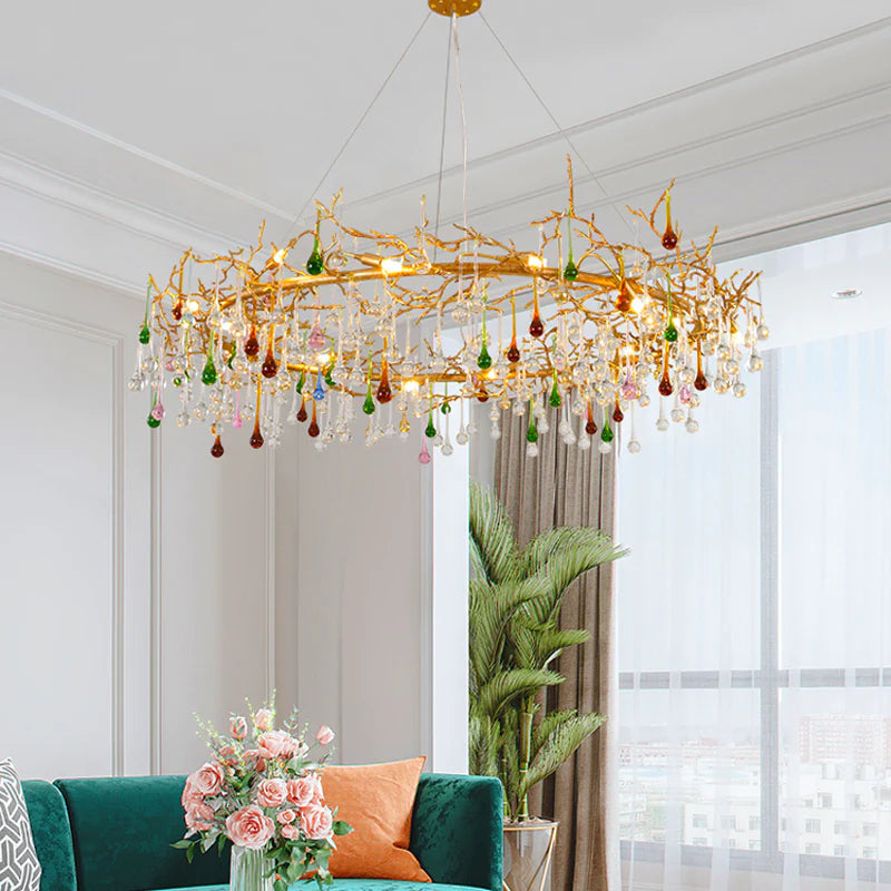 Colorful Crystal Raindrop Branch Chandelier