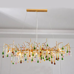 Colorful Crystal Linear Branch Chandelier