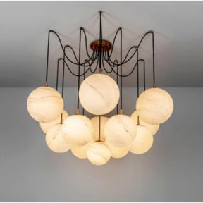 Opulent Alabaster Ball Chandelier, Luxurious Alabaster Chandelier