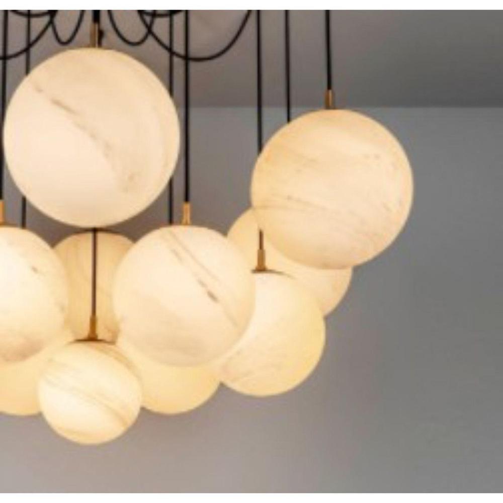 Opulent Alabaster Ball Chandelier, Luxurious Alabaster Chandelier