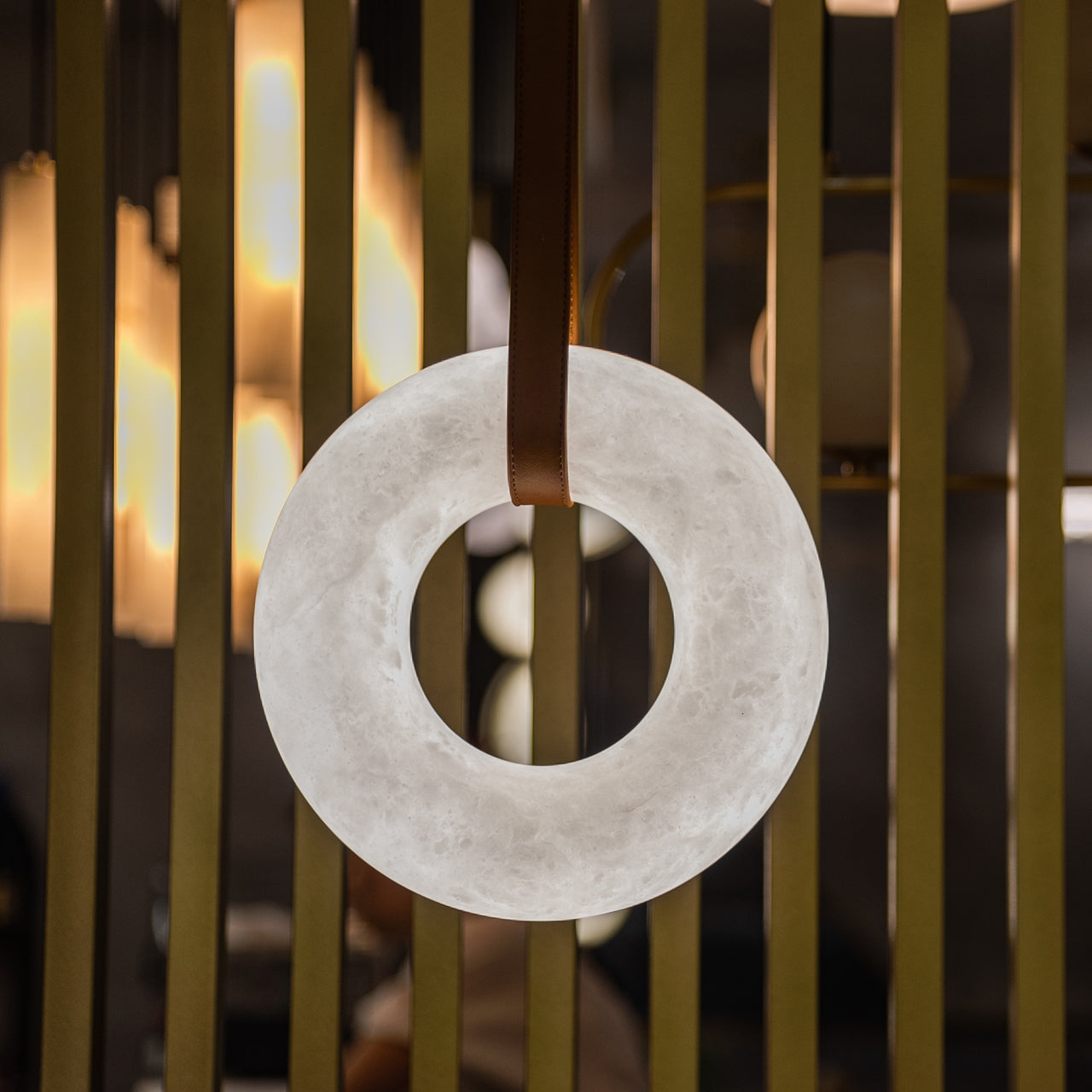 Dina Alabaster Pendant Dina Alabaster Chandelier, Halo Ring Chandelier