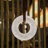 Ethereal Alabaster Halo Pendant Chandelier, Chandelier with Leather Hook