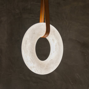 Ethereal Alabaster Halo Pendant Chandelier, Chandelier with Leather Hook