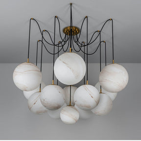 Opulent Alabaster Ball Chandelier, Luxurious Alabaster Chandelier