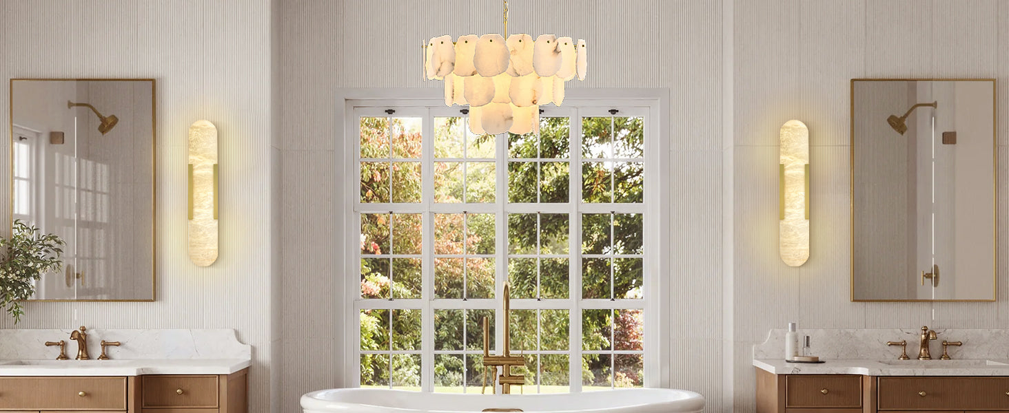 Moira Alabaster Multi-Tier Round Chandelier 32"D#Color_Brass