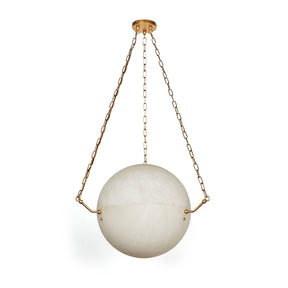 Opulent Alabaster Sphere Suspension Lamp, Pendant Kitchen Island Lamp