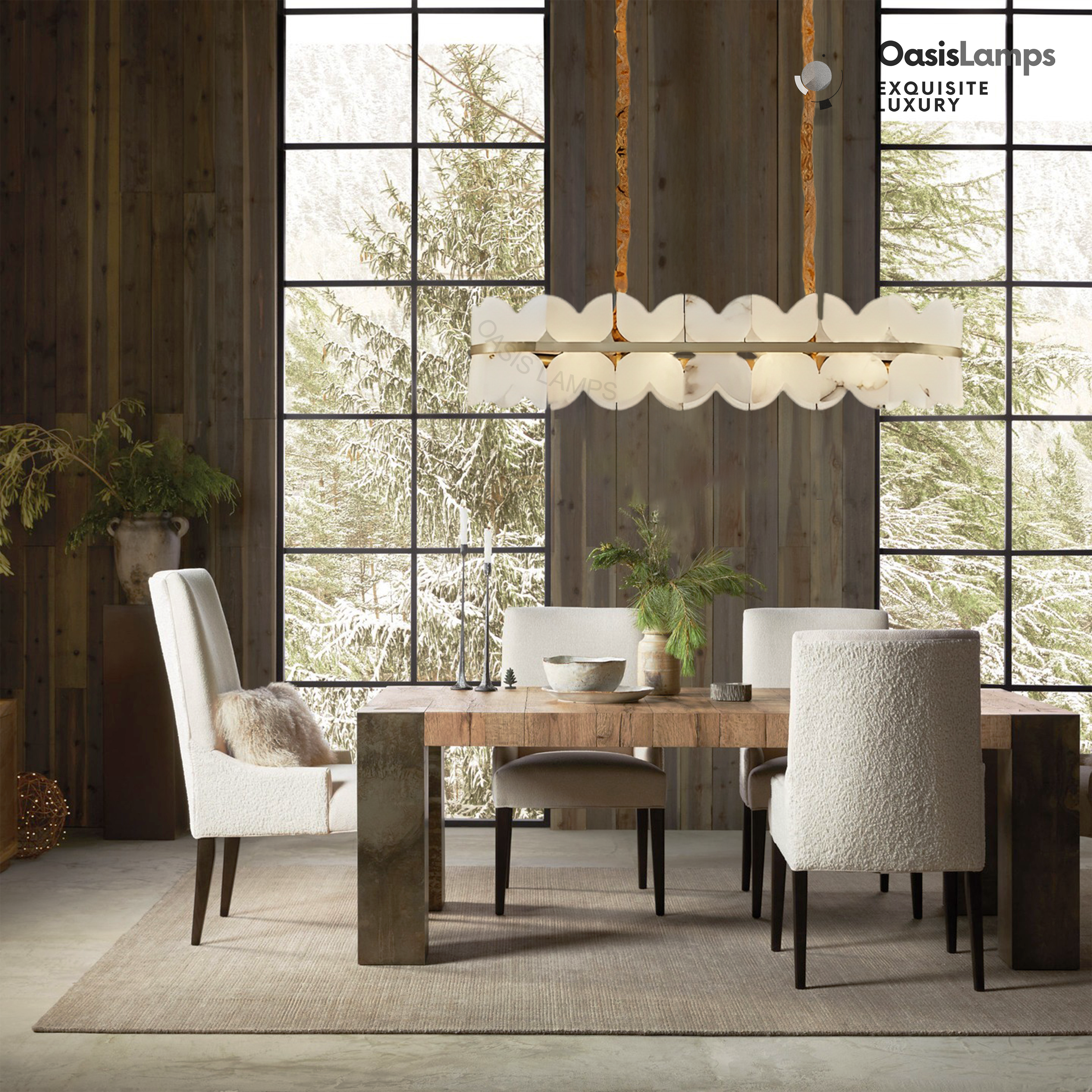 Alabaster Cloudcover Brass Chandelier#Colour_Brass,size_1 Layer Long L 39.4″(100cm) x W 13.8″(35cm) x H 8.7″(22cm)